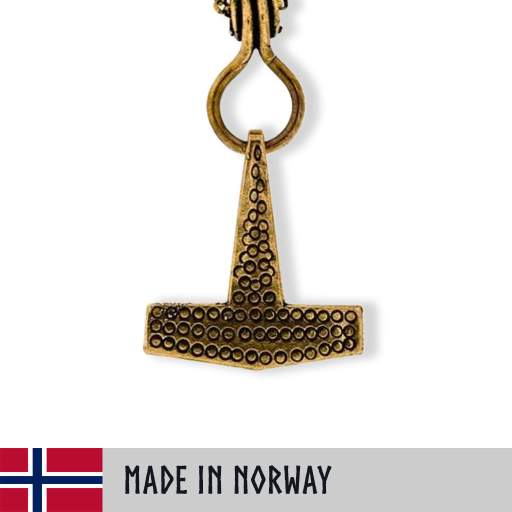 thumbnail interactive-video image 1 of Dryad Design Bronze Thor’s Hammer Mjolnir Pendant – Norse Viking Asatru Jewelry With Runes 1 of 6