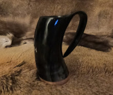 Load image into Gallery viewer, Drinking-horn-mug-handle-viking-Egil-replica-runes
