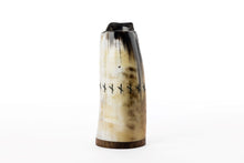 Load image into Gallery viewer, Drinking-horn-mug-viking-Egil-replica-runes-carved-light
