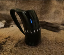 Load image into Gallery viewer, Drinking-horn-mug-viking-Egil-replica-runes-large

