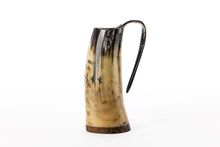 Load image into Gallery viewer, Drinking-horn-mug-viking-Egil-replica-runes-light
