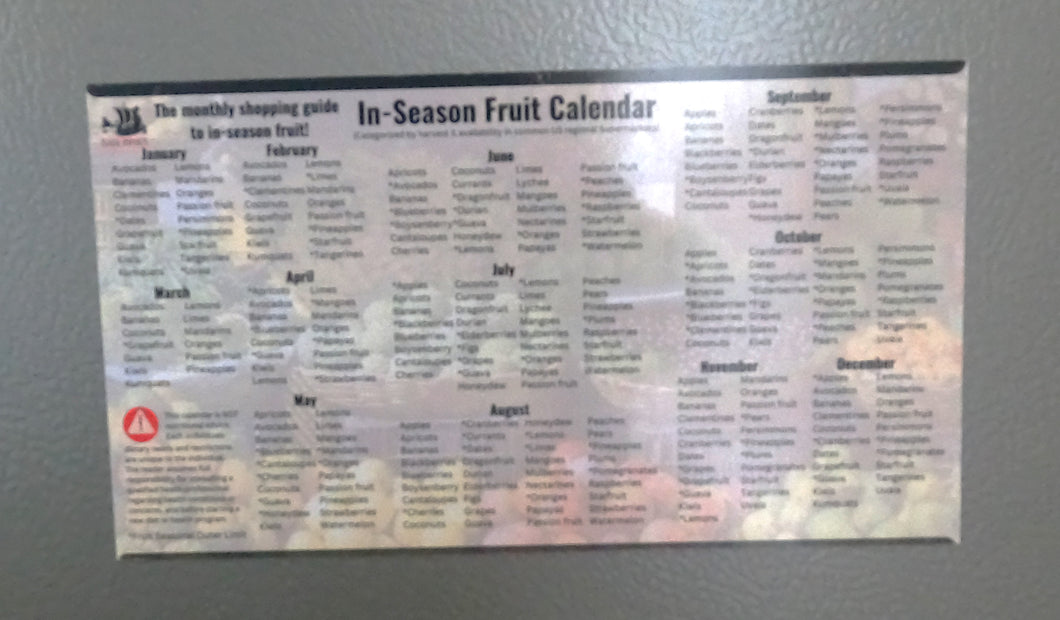 Refrigerator Magnet Fruit Seasonal Diet Calendar