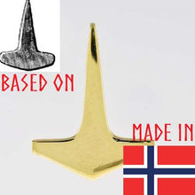 Load image into Gallery viewer, Gold-thor-hammer-mjolnir-pendant-made-norway-necklace
