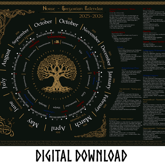 NEW! Norse Pagan Calendar 2026 + Holiday Guide (Digital Download)