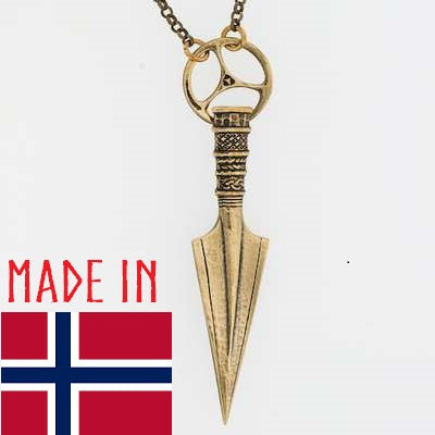 Odin-spear-gungnir-pendant-necklace-bronze-made-norway