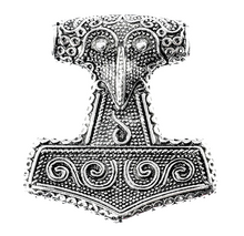 Load image into Gallery viewer, Thors-hammer-pendant-necklace-silver-big-large-museum-replica
