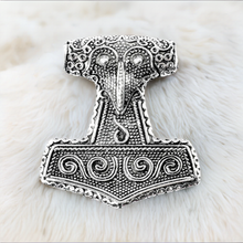 Load image into Gallery viewer, Thors-hammer-pendant-necklace-silver-large-museum-replica-made-sweden
