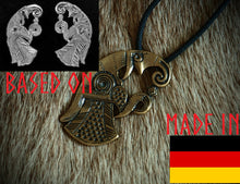 Load image into Gallery viewer, Viking-raven-gotland-pendant-necklace-jewelry-museum-replica-bronze-made-germany
