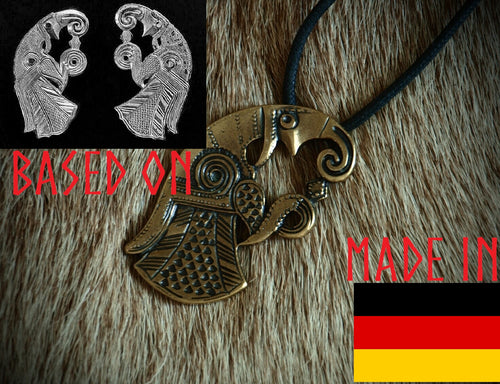 Viking-raven-gotland-pendant-necklace-jewelry-museum-replica-bronze-made-germany