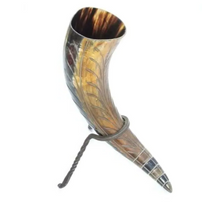 Load image into Gallery viewer, drinking-horn-stand-iron-forged-viking
