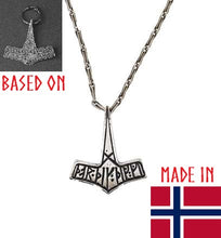 Load image into Gallery viewer, romersdal-thor-hammer-mjolnir-necklace-pendant-museum-replica-archeology-silver
