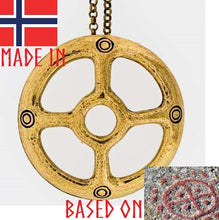 Load image into Gallery viewer, sun-wheel-viking-bronze-age-pendant-necklace-made-norway-archeology
