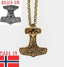 Load image into Gallery viewer, thors-hammer-necklace-mjolnir-pendant-viking-age-museum-replica-archeology-bronze-skane-kabbarp
