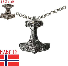 Load image into Gallery viewer, thors-hammer-necklace-mjolnir-pendant-viking-age-museum-replica-archeology-silver-skane-kabbarp
