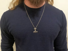 Load image into Gallery viewer, thors-hammer-necklace-mjolnir-pendant-viking-age-museum-replica-archeology-silver-skane
