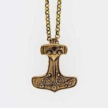 Load image into Gallery viewer, thors-hammer-necklace-mjolnir-pendant-viking-age-museum-replica-bronze-skane-kabbarp
