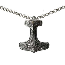 Load image into Gallery viewer, thors-hammer-necklace-mjolnir-pendant-viking-age-museum-replica-silver-skane-kabbarp
