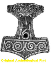 Load image into Gallery viewer, thors-hammer-necklace-mjolnir-pendant-viking-age-replica-archeology-silver-skane-kabbarp
