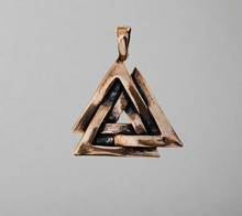 Load image into Gallery viewer, valknut-pendant-bronze-made-sweden
